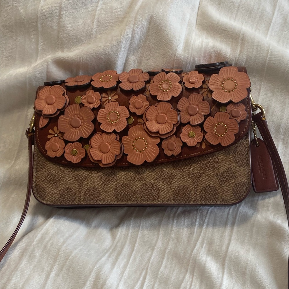 Hayden Crossbody Bag in Signature Canvas with Tea Rose Embellishment